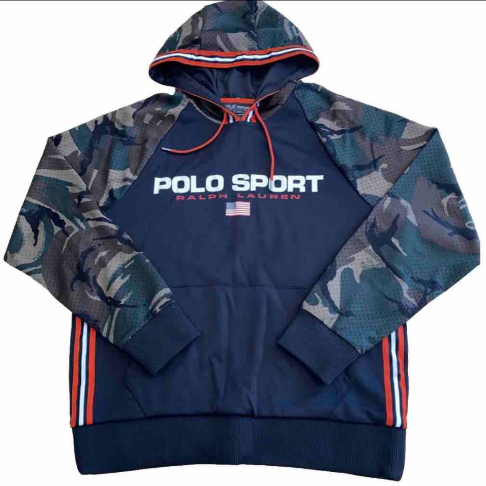 Polo Sport Camo Jersey Hoodie NWT M